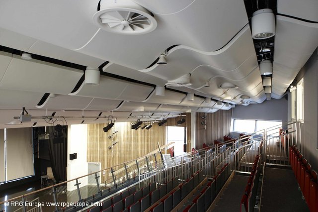 Bridge Academy
Acoustic GRG Products Ltd manufactured and installed a range of RPG products at The Bridge Academy in the hall, classrooms and practice rooms.
The Main Hall features suspended ceiling Waveform Spline with stretch fabric lining the back wall. AGRG BridgeAcademy15Oct09011.jpg
