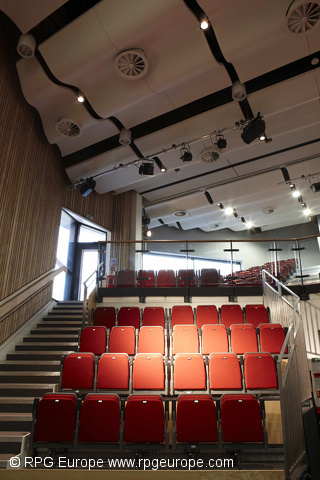 Bridge Academy
Acoustic GRG Products Ltd manufactured and installed a range of RPG products at The Bridge Academy in the hall, classrooms and practice rooms.
The Main Hall features suspended ceiling Waveform Spline with stretch fabric lining the back wall. AGRG BridgeAcademy15Oct09022.jpg
